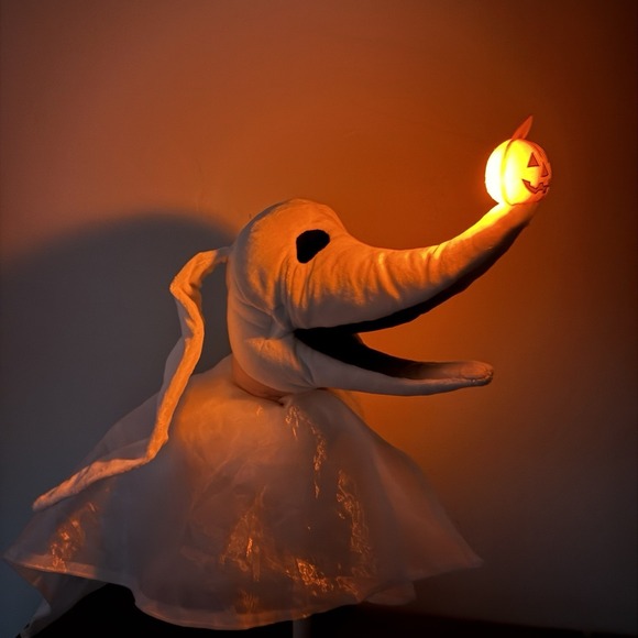 Folkmanis Disney Nightmare Before Christmas Zero Puppet Pumpkin Light Works READ